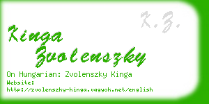 kinga zvolenszky business card